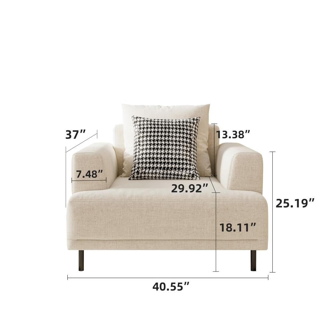 Canapé moderne à assise profonde avec coussins, pieds hauts, canapé de salon confortable, canapé d'appartement