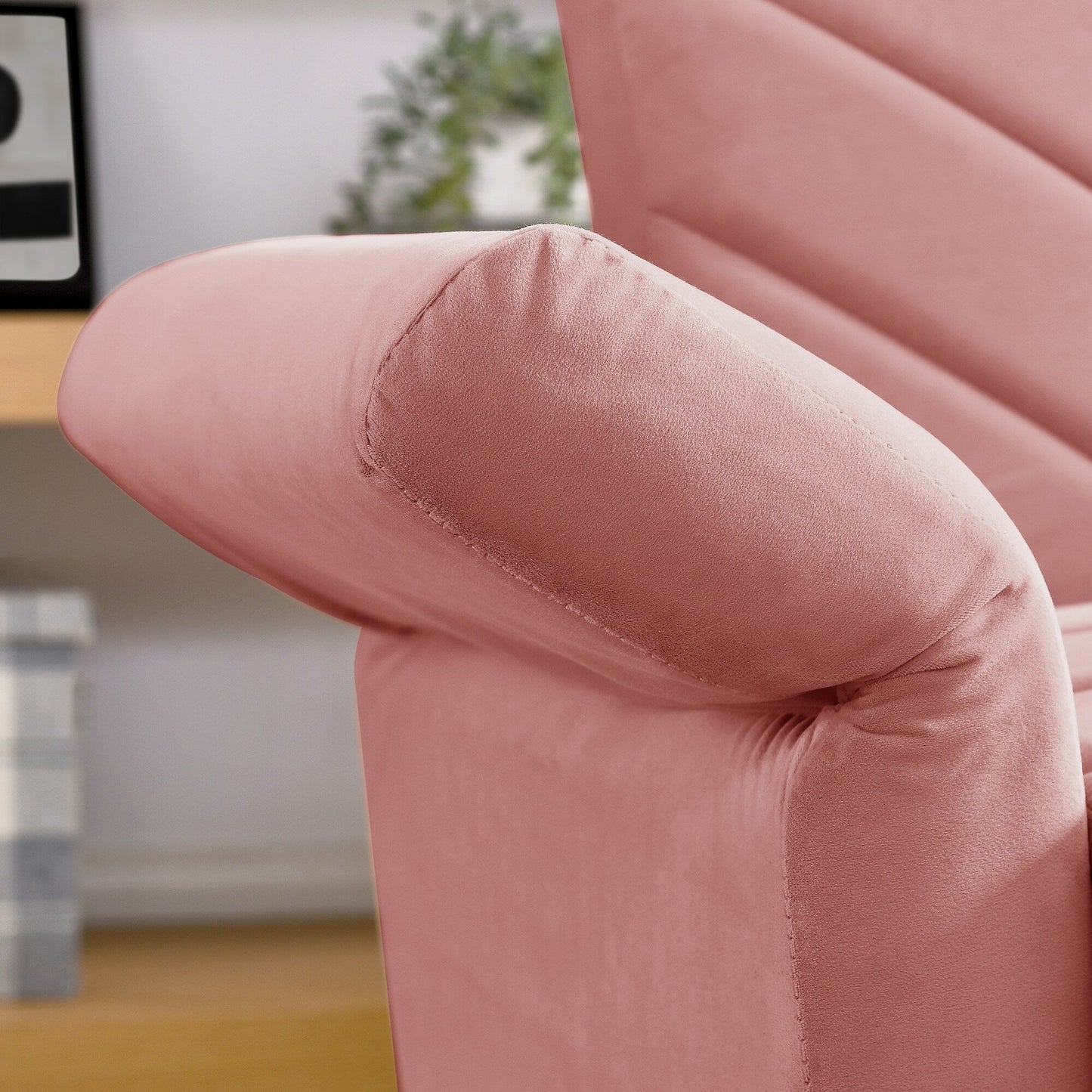 Canapé-lit futon convertible capitonné en velours rose 87 avec accoudoirs réglables pour le salon