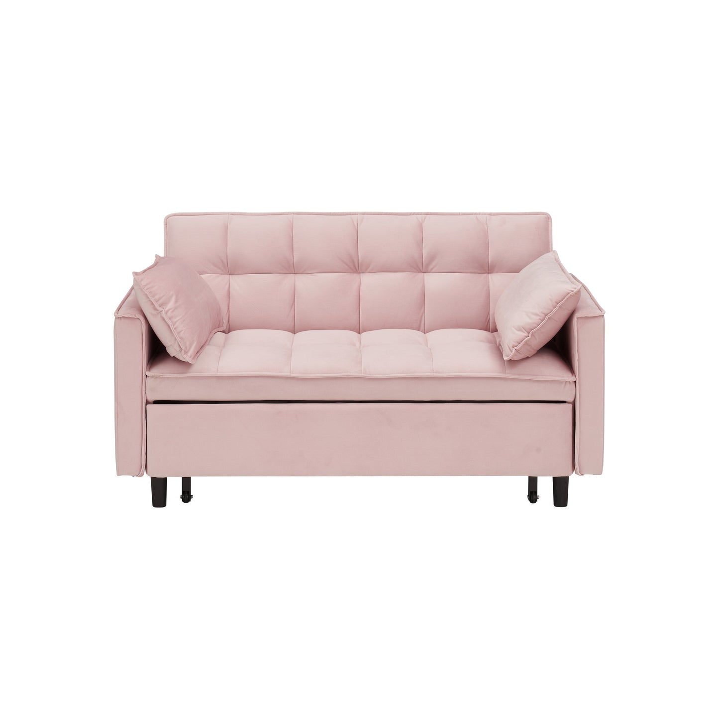Canapé-lit gigogne en velours rose avec dossier réglable
