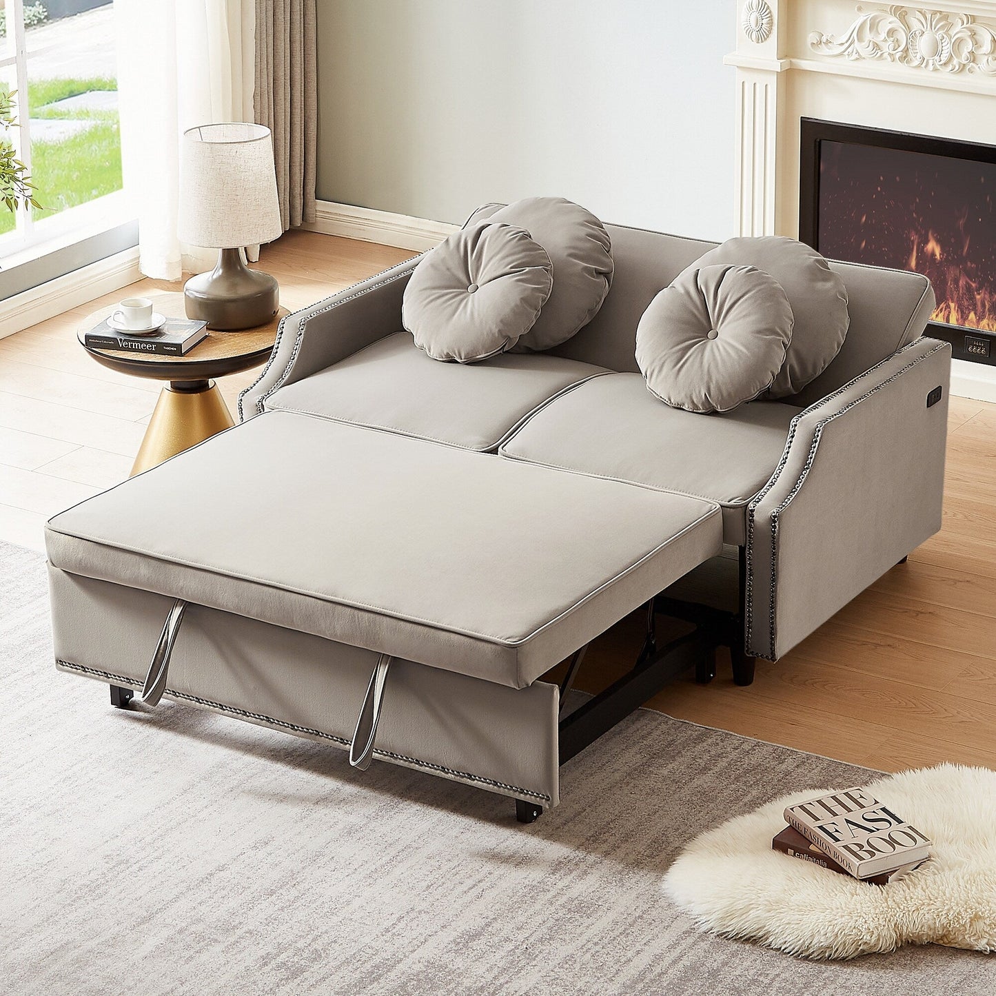 Canapé-lit réglable en polyester avec ports USB