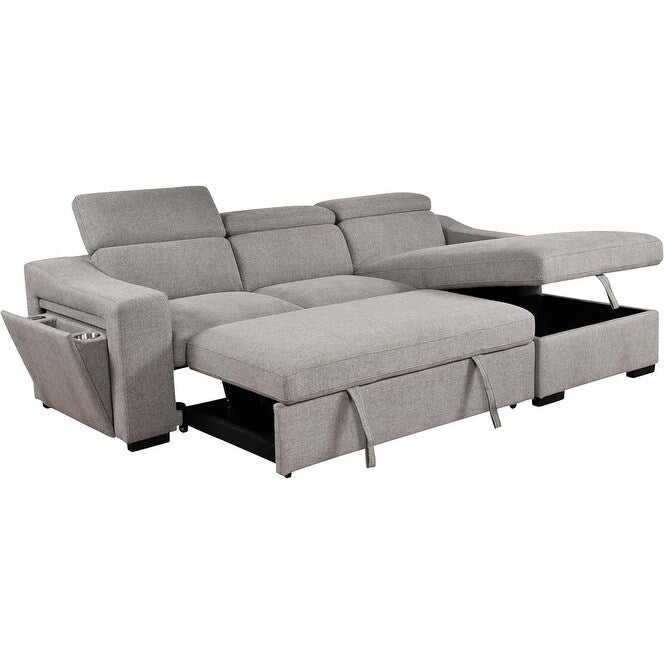 Canapé d'angle convertible Roomfitters 103 avec méridienne de rangement, appuie-têtes réglables et canapé-lit en L