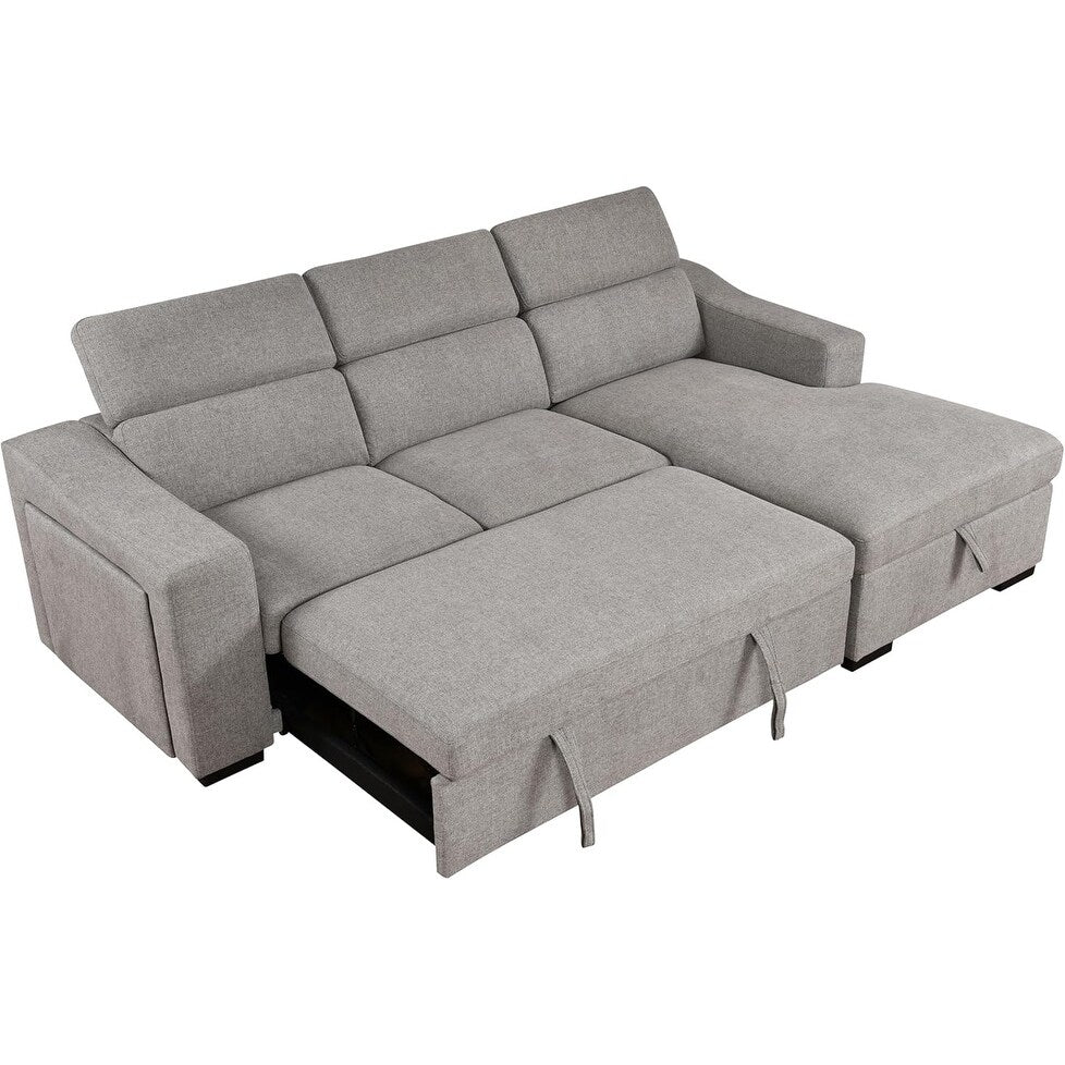 Canapé d'angle convertible Roomfitters 103 avec méridienne de rangement, appuie-têtes réglables et canapé-lit en L