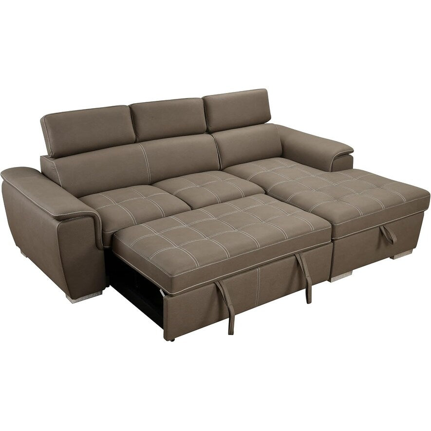 Canapé d'angle convertible Roomfitters 97 avec méridienne de rangement, appuie-têtes réglables et canapé-lit contemporain en L