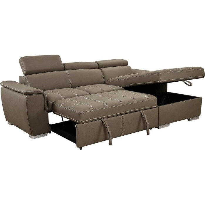 Canapé d'angle convertible Roomfitters 97 avec méridienne de rangement, appuie-têtes réglables et canapé-lit contemporain en L