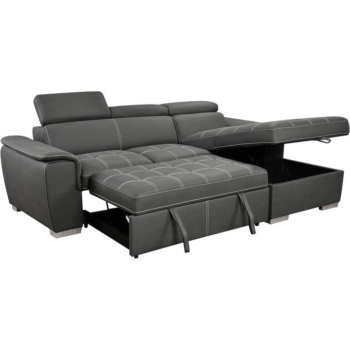 Canapé d'angle convertible Roomfitters 97 avec méridienne de rangement, appuie-têtes réglables et canapé-lit contemporain en L