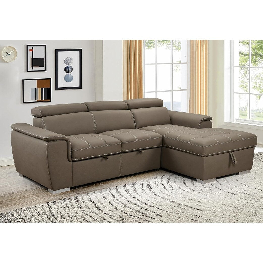 Canapé d'angle convertible Roomfitters 97 avec méridienne de rangement, appuie-têtes réglables et canapé-lit contemporain en L