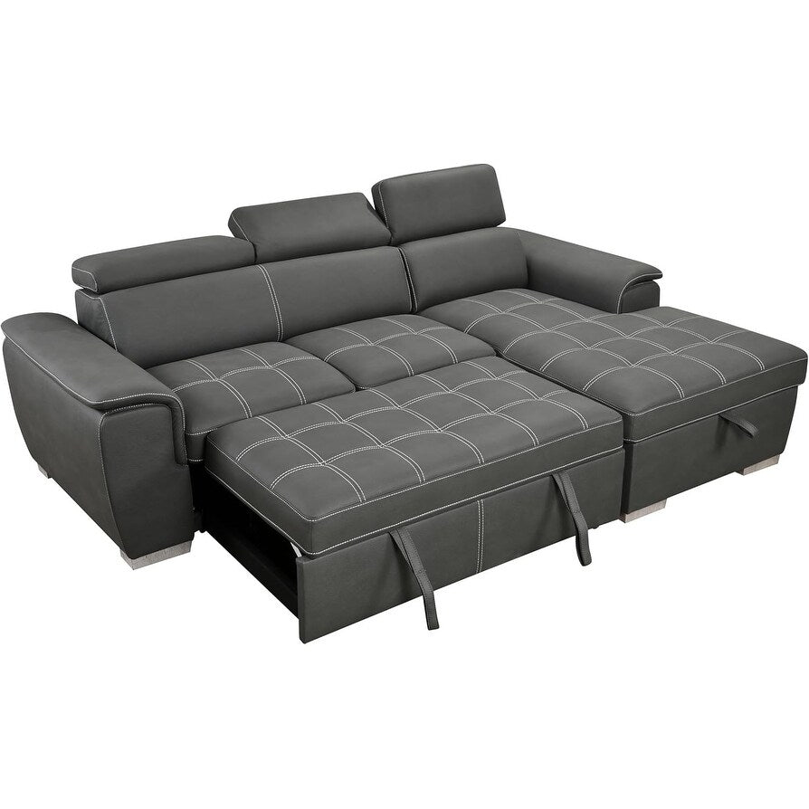 Canapé d'angle convertible Roomfitters 97 avec méridienne de rangement, appuie-têtes réglables et canapé-lit contemporain en L
