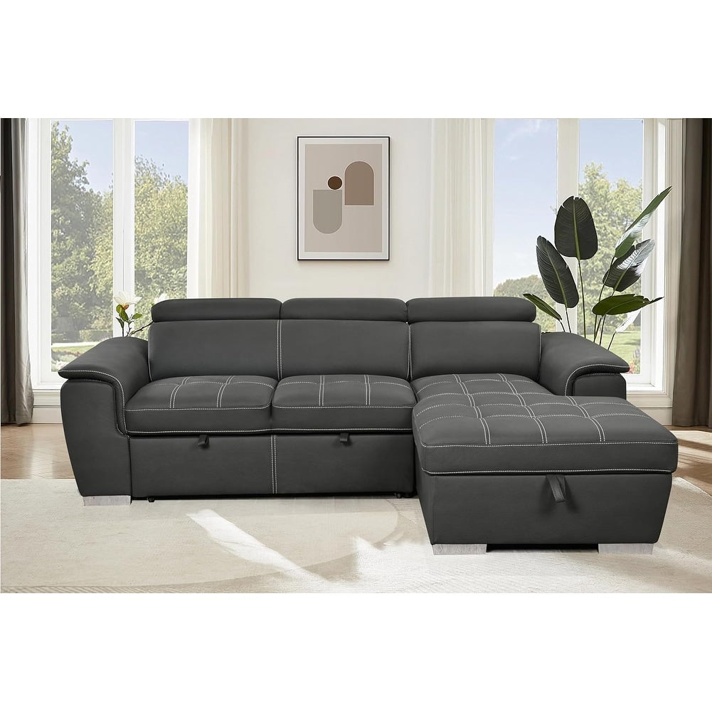 Canapé d'angle convertible Roomfitters 97 avec méridienne de rangement, appuie-têtes réglables et canapé-lit contemporain en L