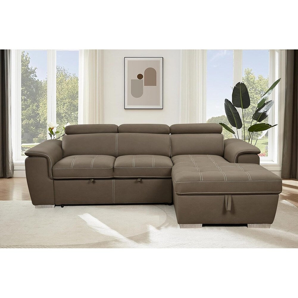 Canapé d'angle convertible Roomfitters 97 avec méridienne de rangement, appuie-têtes réglables et canapé-lit contemporain en L