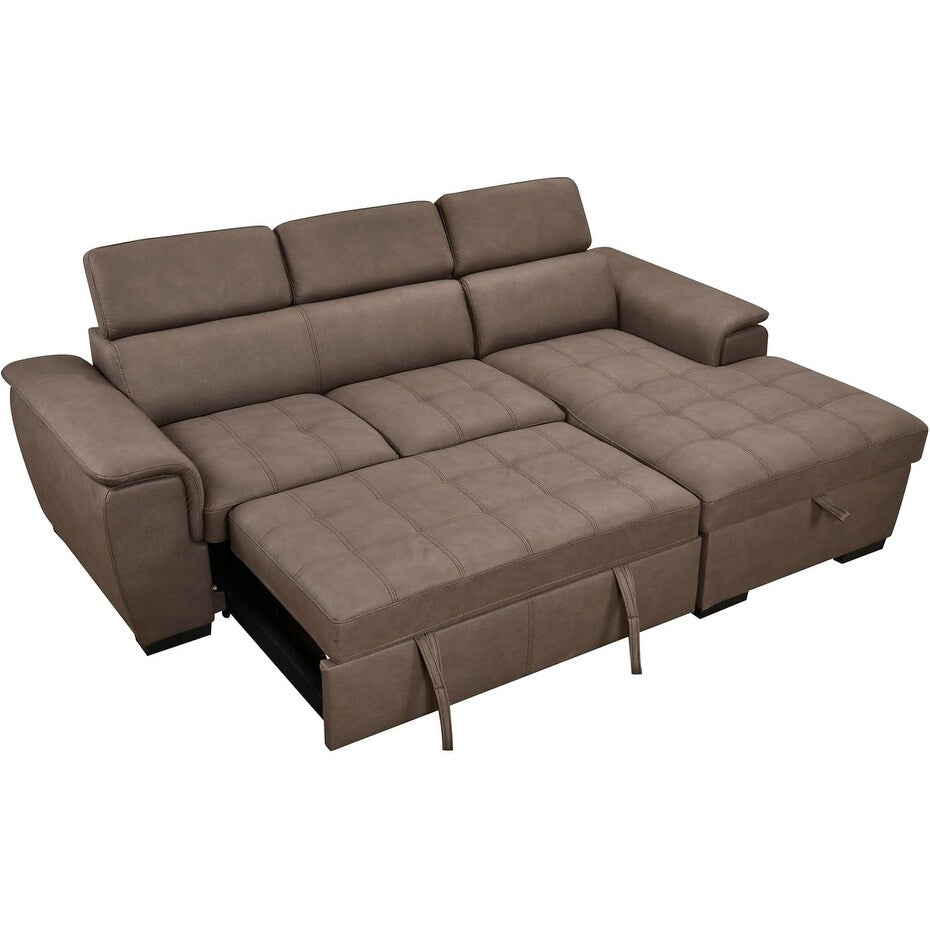 Canapé sectionnel convertible Roomfitters 97 avec méridienne de rangement, appuis-tête réglables, canapé-lit contemporain en L