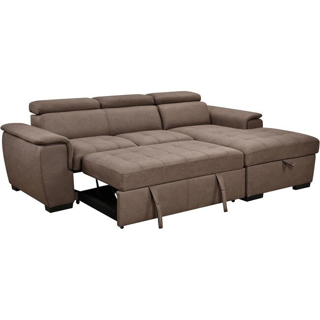 Canapé sectionnel convertible Roomfitters 97 avec méridienne de rangement, appuis-tête réglables, canapé-lit contemporain en L
