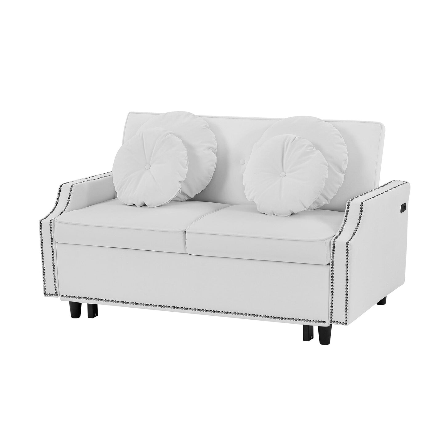Canapé-lit réglable Roomfitters avec dossier capitonné, ports USB et coussins lombaires floraux, idéal pour le salon