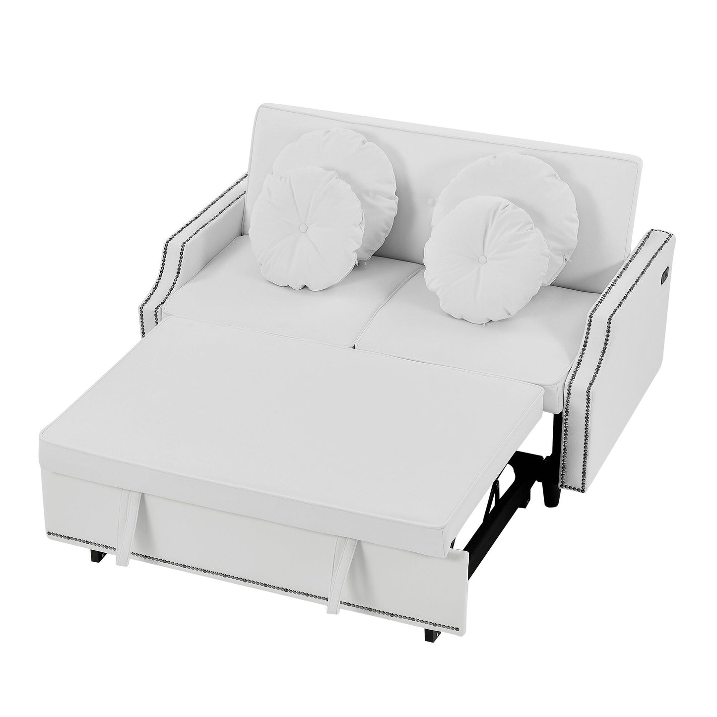 Canapé-lit réglable Roomfitters avec dossier capitonné, ports USB et coussins lombaires floraux, idéal pour le salon