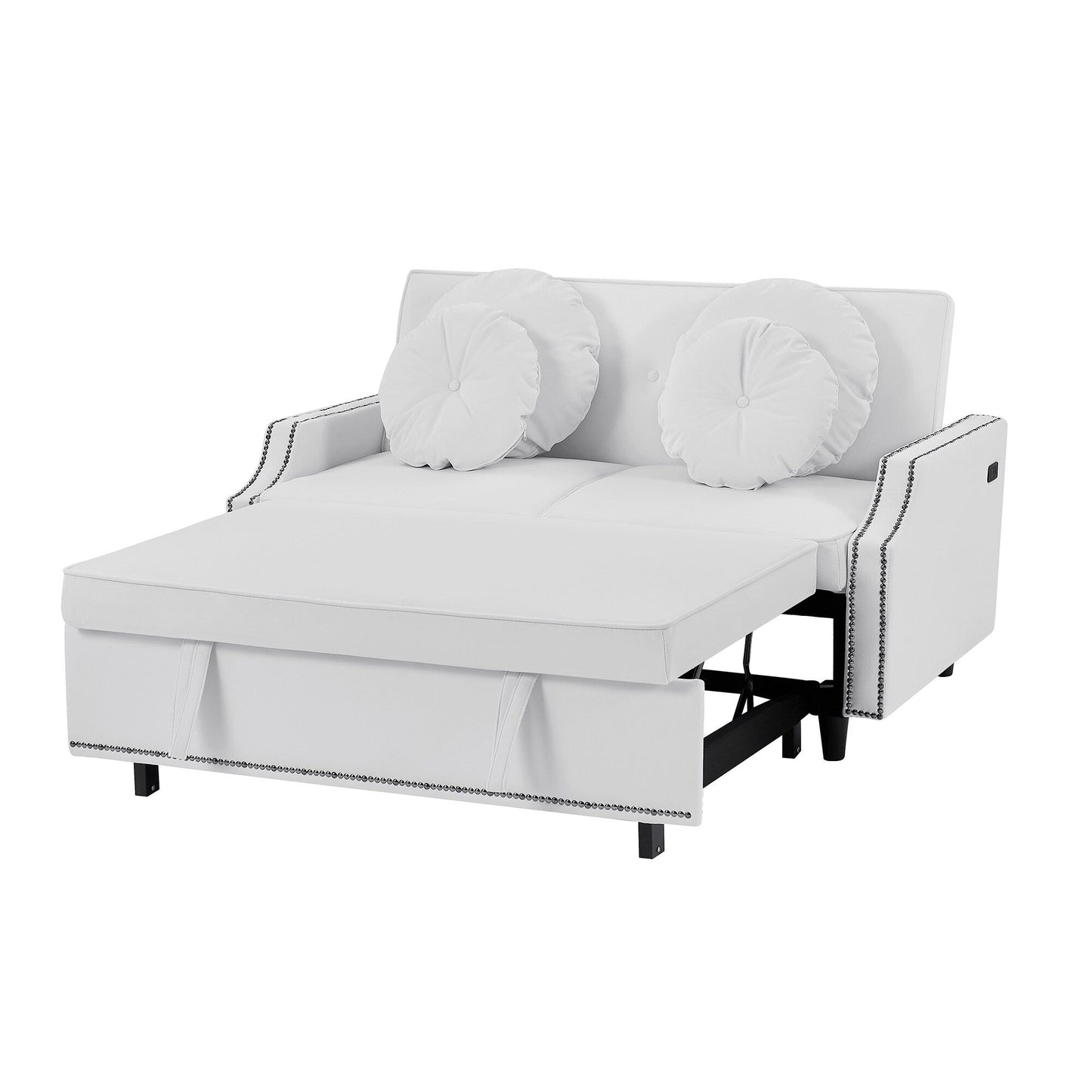 Canapé-lit réglable Roomfitters avec dossier capitonné, ports USB et coussins lombaires floraux, idéal pour le salon