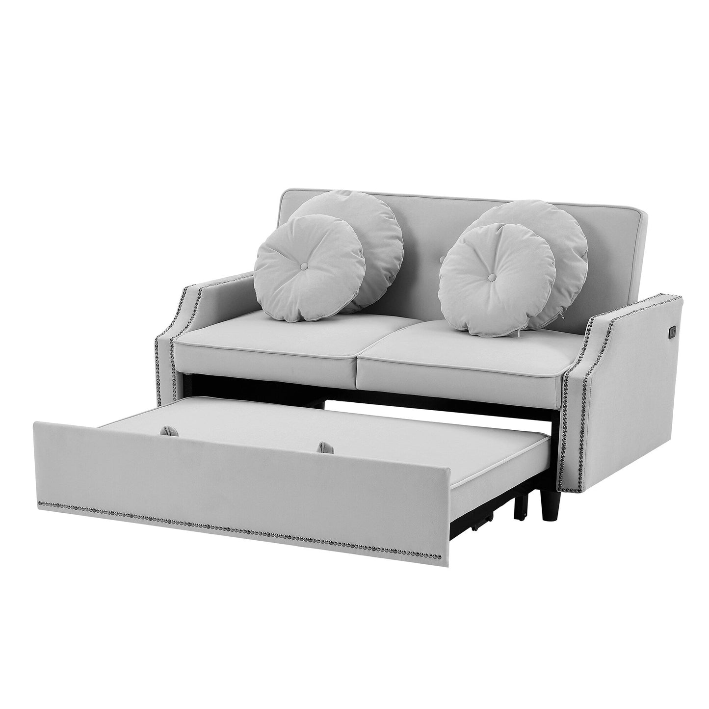 Canapé-lit réglable Roomfitters avec dossier capitonné, ports USB et coussins lombaires floraux, idéal pour le salon