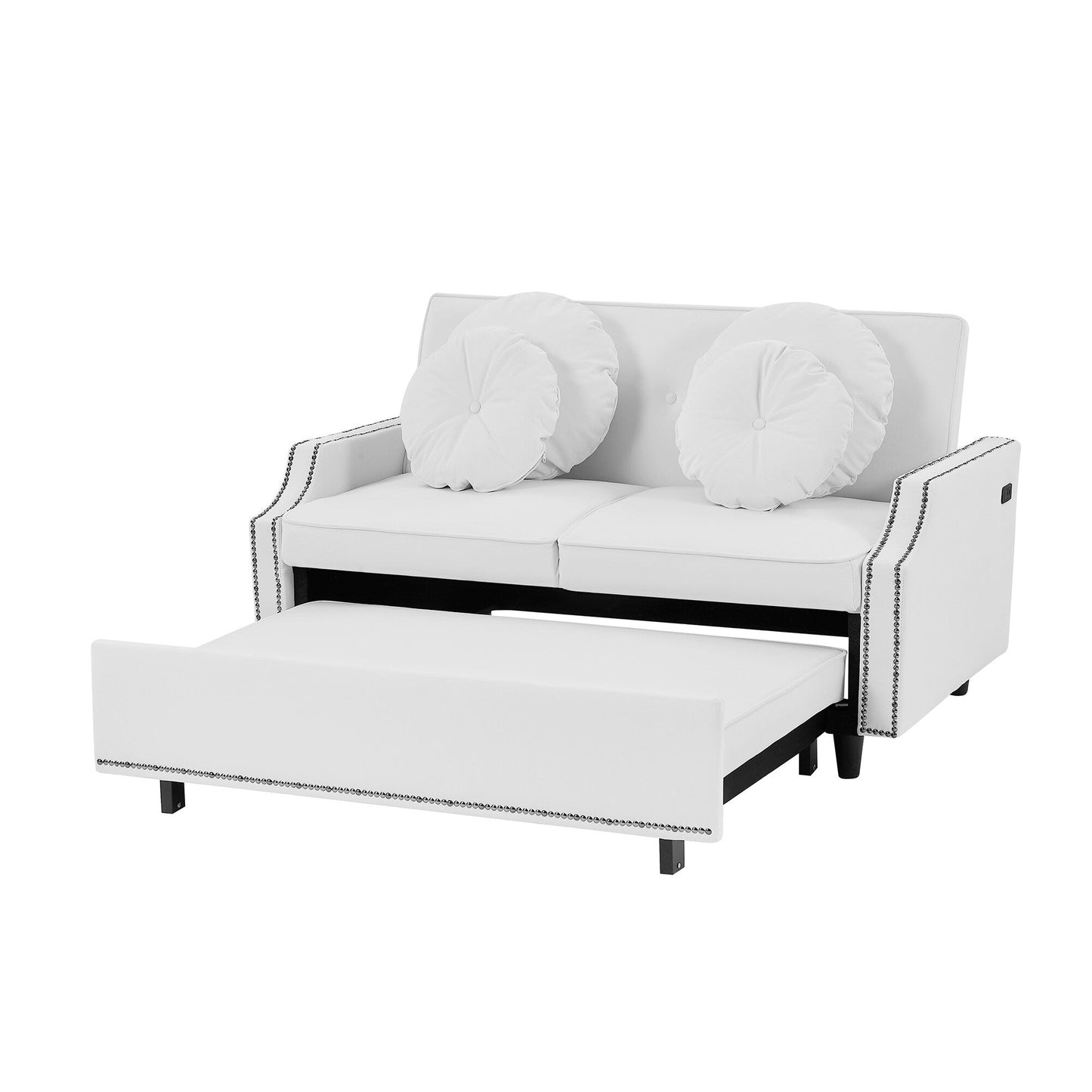 Canapé-lit réglable Roomfitters avec dossier capitonné, ports USB et coussins lombaires floraux, idéal pour le salon