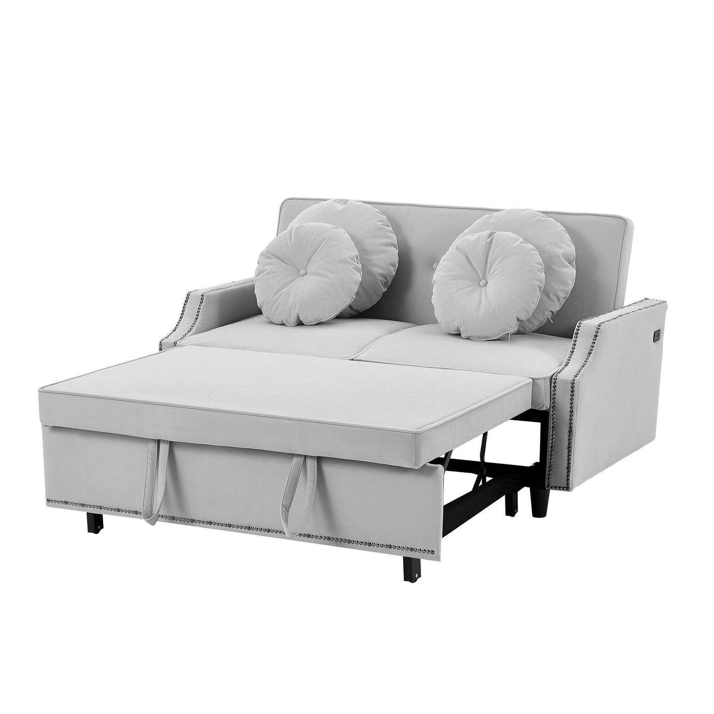 Canapé-lit réglable Roomfitters avec dossier capitonné, ports USB et coussins lombaires floraux, idéal pour le salon