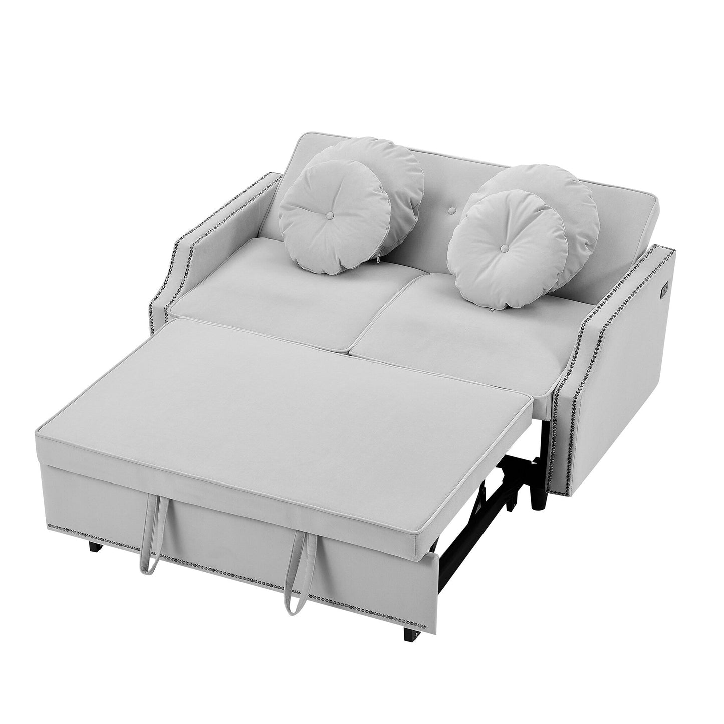 Canapé-lit réglable Roomfitters avec dossier capitonné, ports USB et coussins lombaires floraux, idéal pour le salon