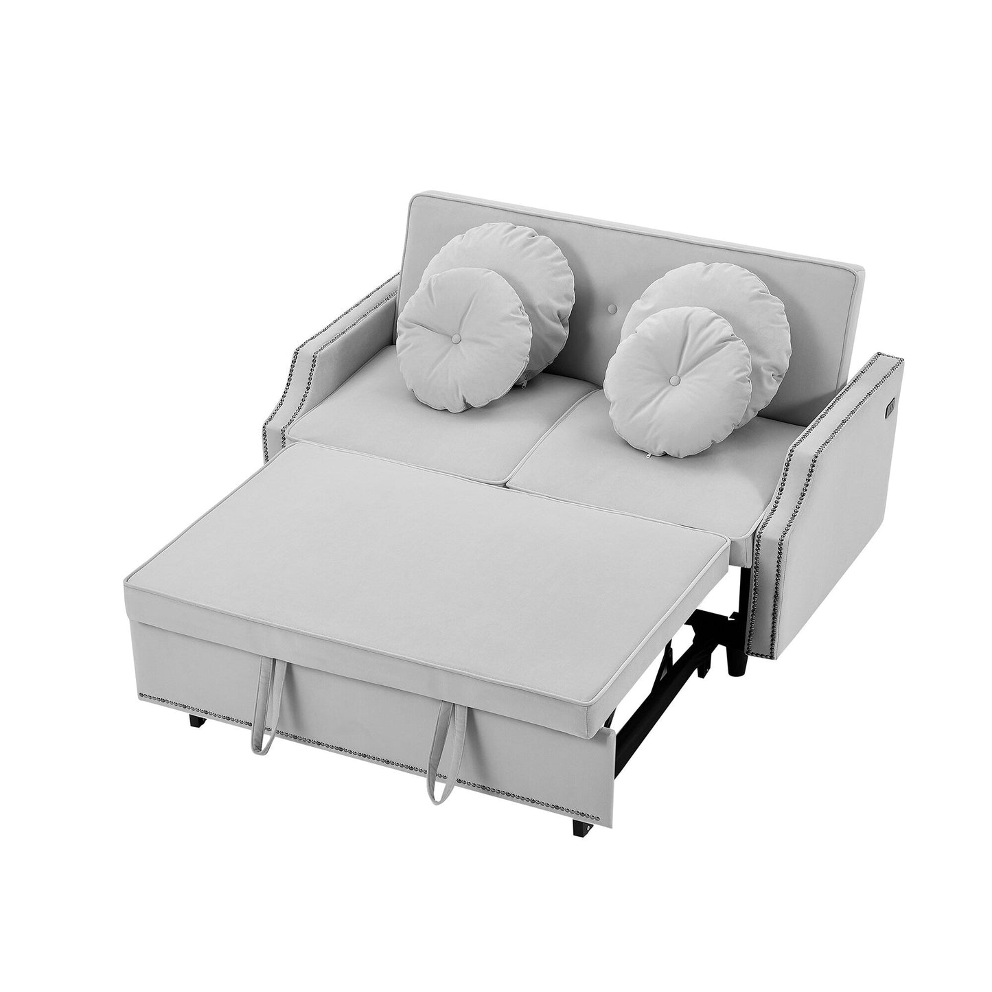 Canapé-lit réglable Roomfitters avec dossier capitonné, ports USB et coussins lombaires floraux, idéal pour le salon