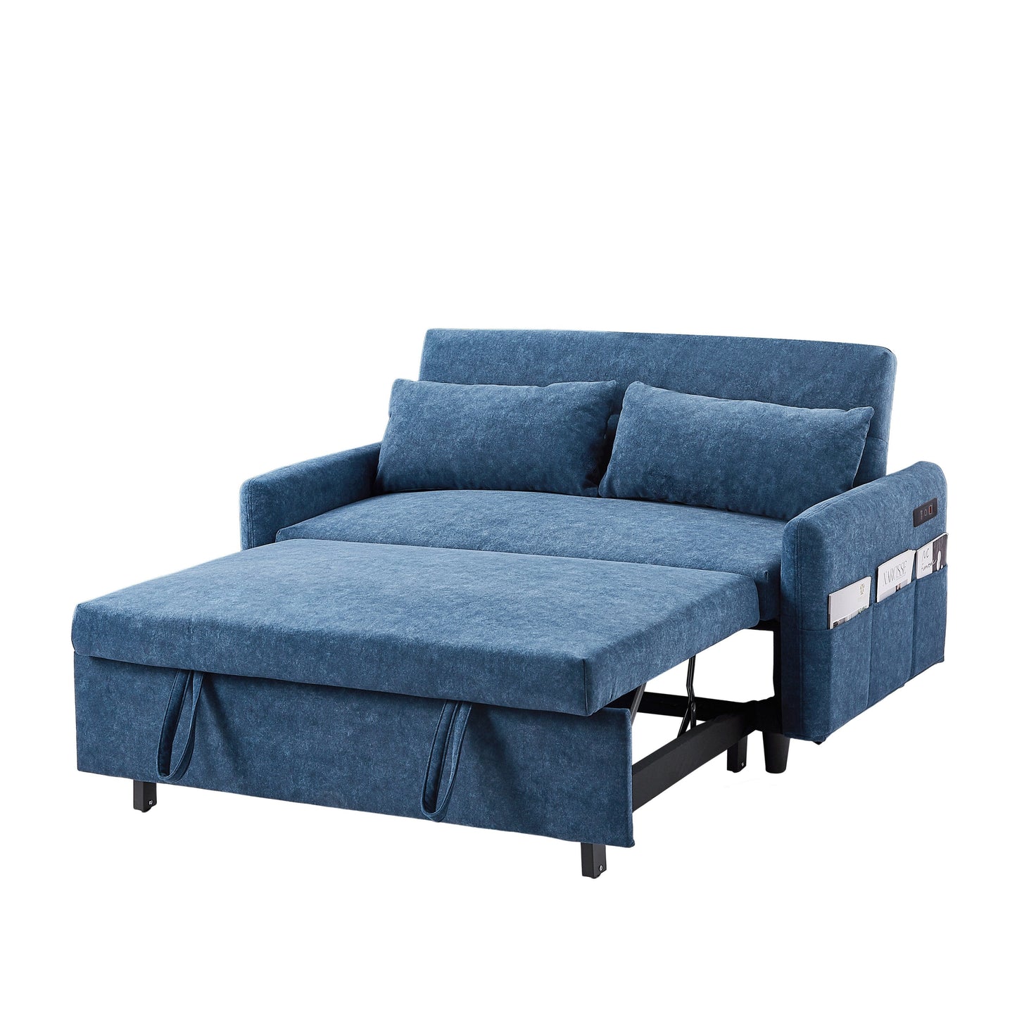 Canapé-lit gigogne Roomfitters avec dossier réglable, poches de rangement, ports USB et oreillers moelleux