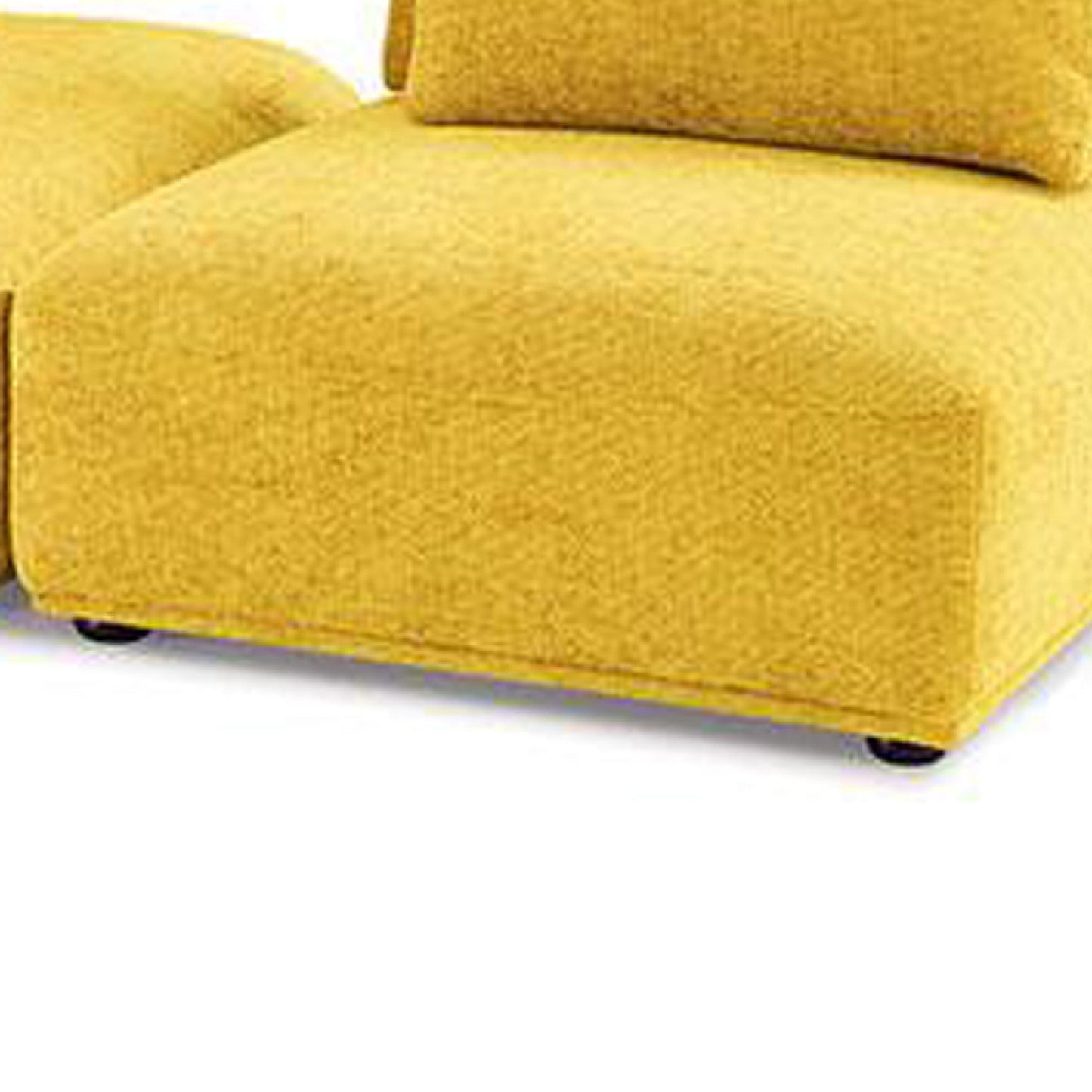 Canapé modulable 2 places Stavan, pouf, chenille jaune, dossier réglable