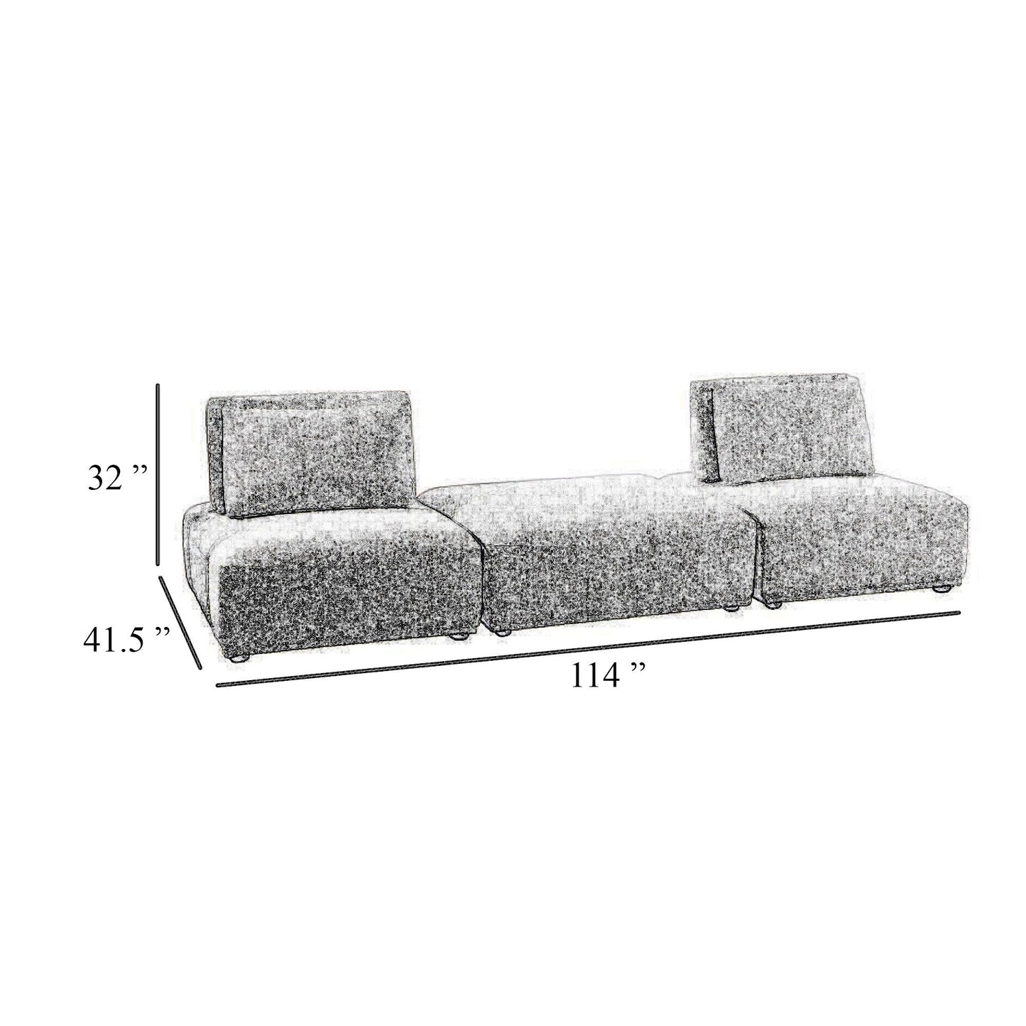 Ensemble de canapés modulaires 2 places Stavan, assise réglable en chenille bleue