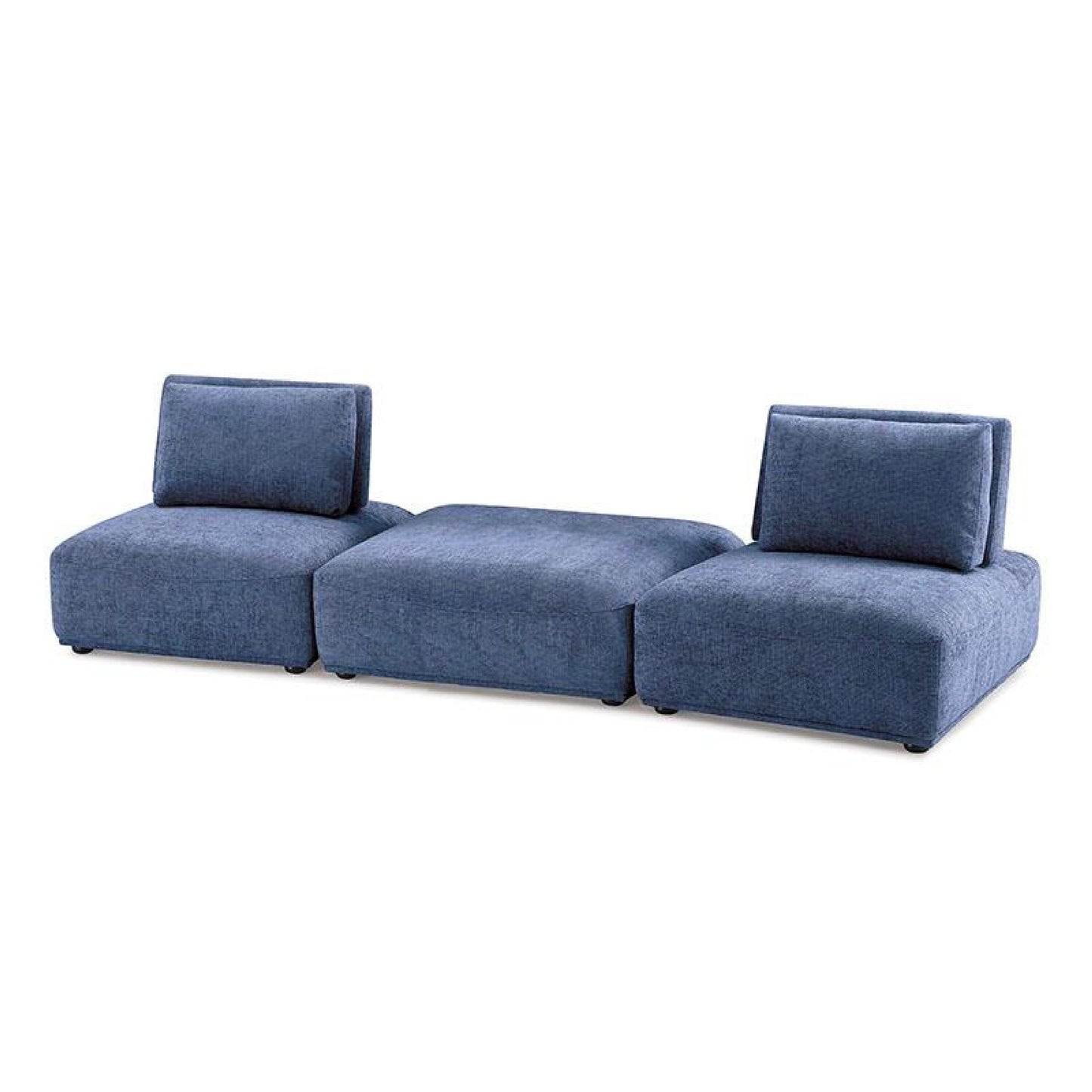 Ensemble de canapés modulaires 2 places Stavan, assise réglable en chenille bleue