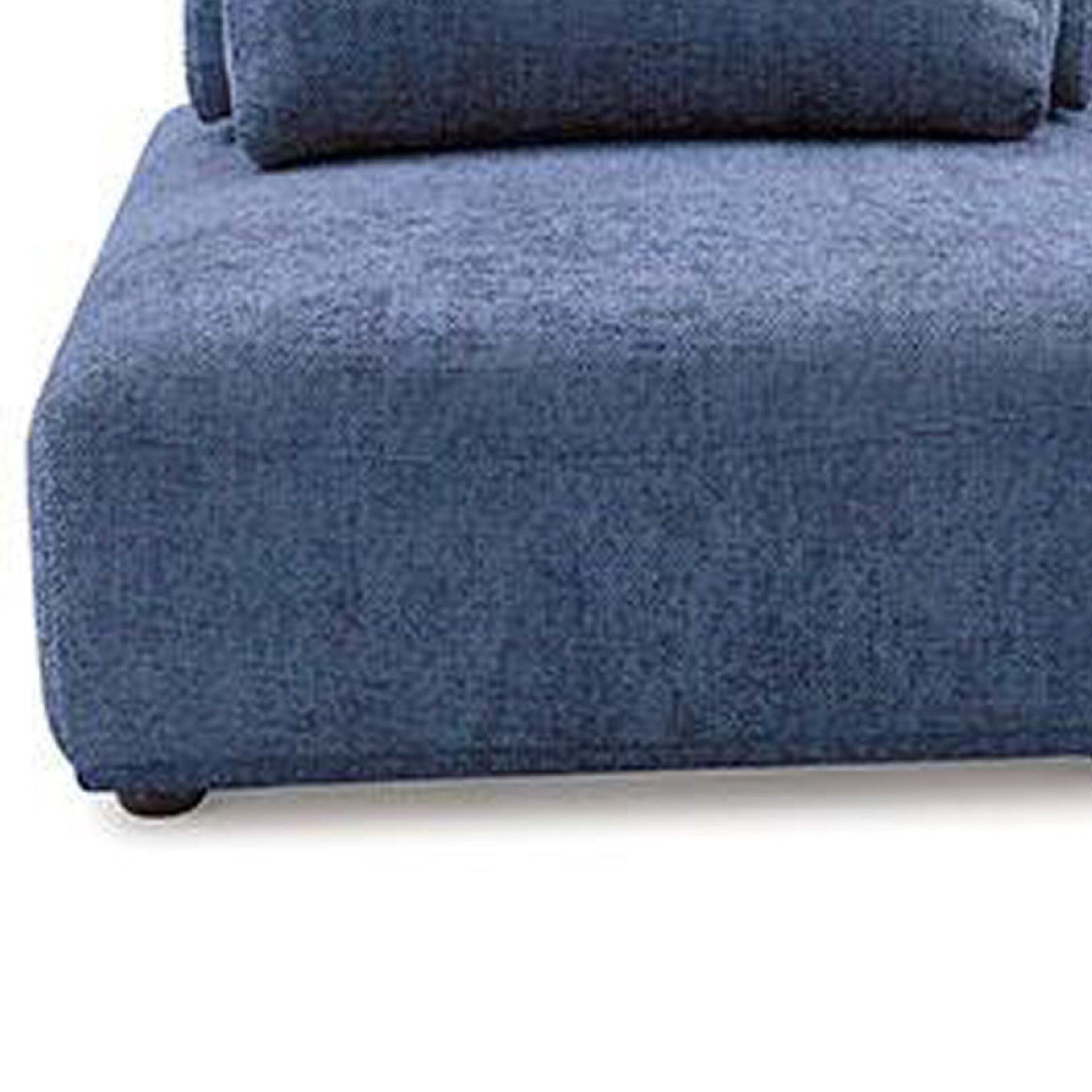 Canapé modulable incurvé 2 places Stavan, chenille bleue, dossiers réglables