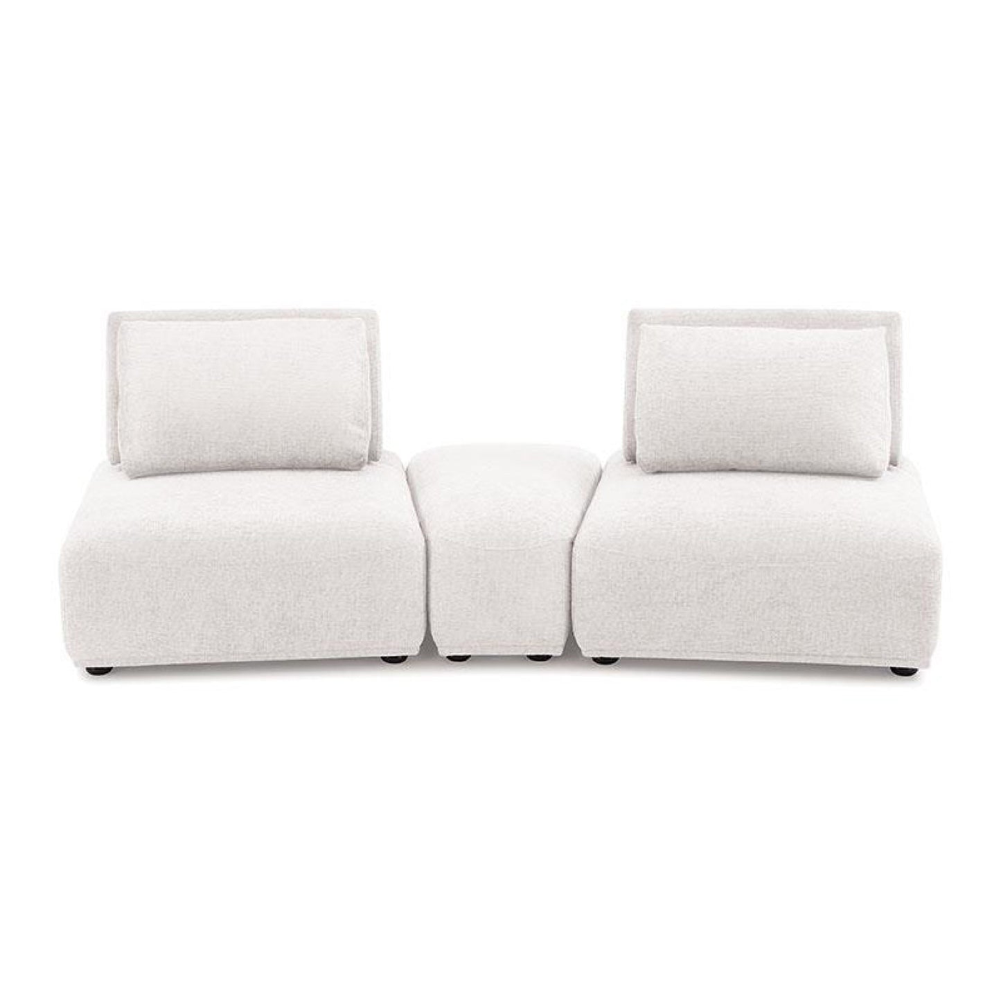 Canapé modulable incurvé 2 places Stavan, boucle blanche, profondeur d'assise réglable