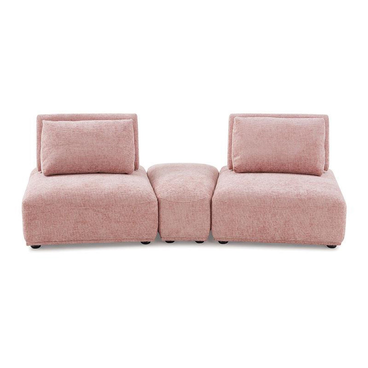 Canapé modulable incurvé 2 places Stavan, boucle rose, dossier réglable