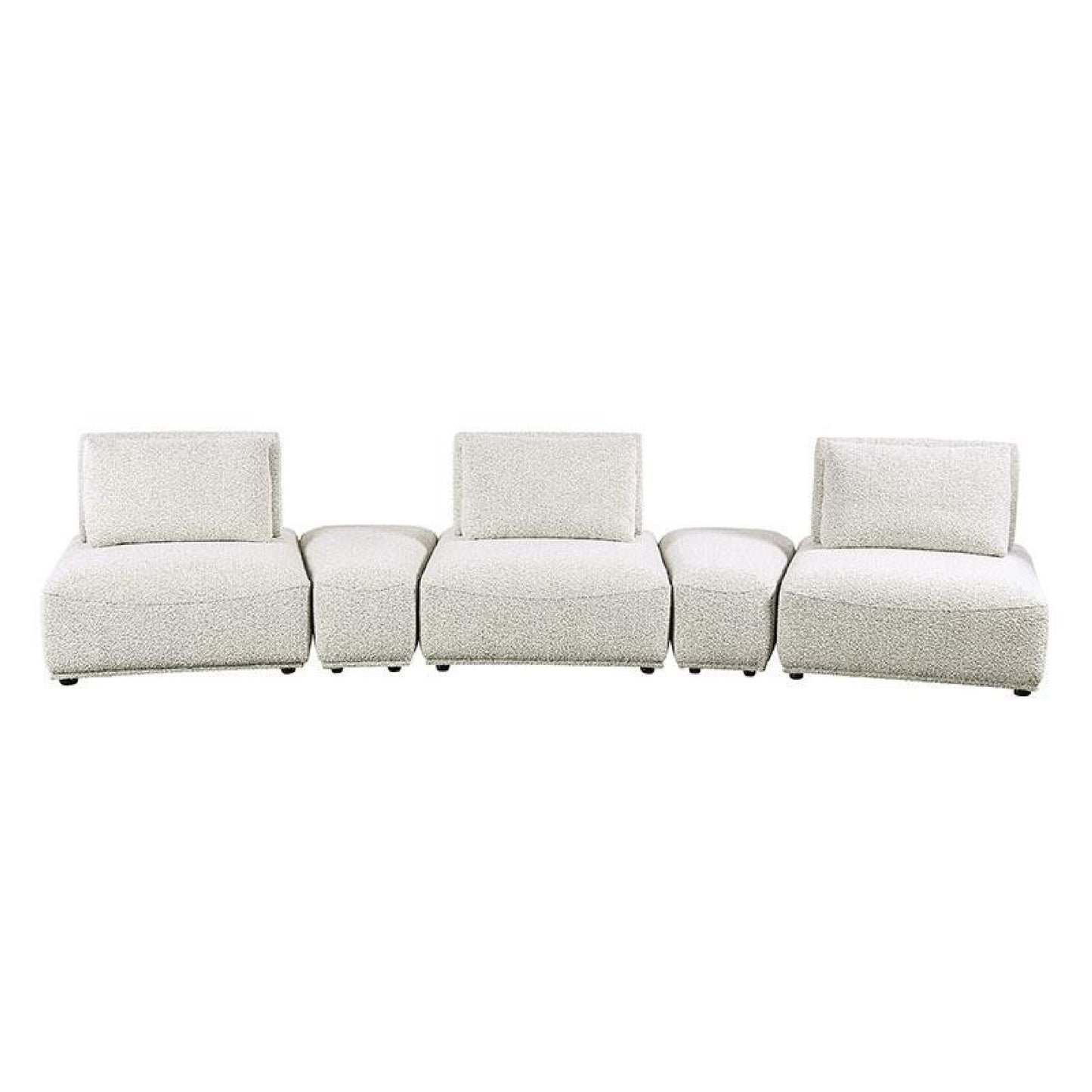 Canapé modulable incurvé 3 places Stavan, gris Boucle, profondeur d'assise réglable