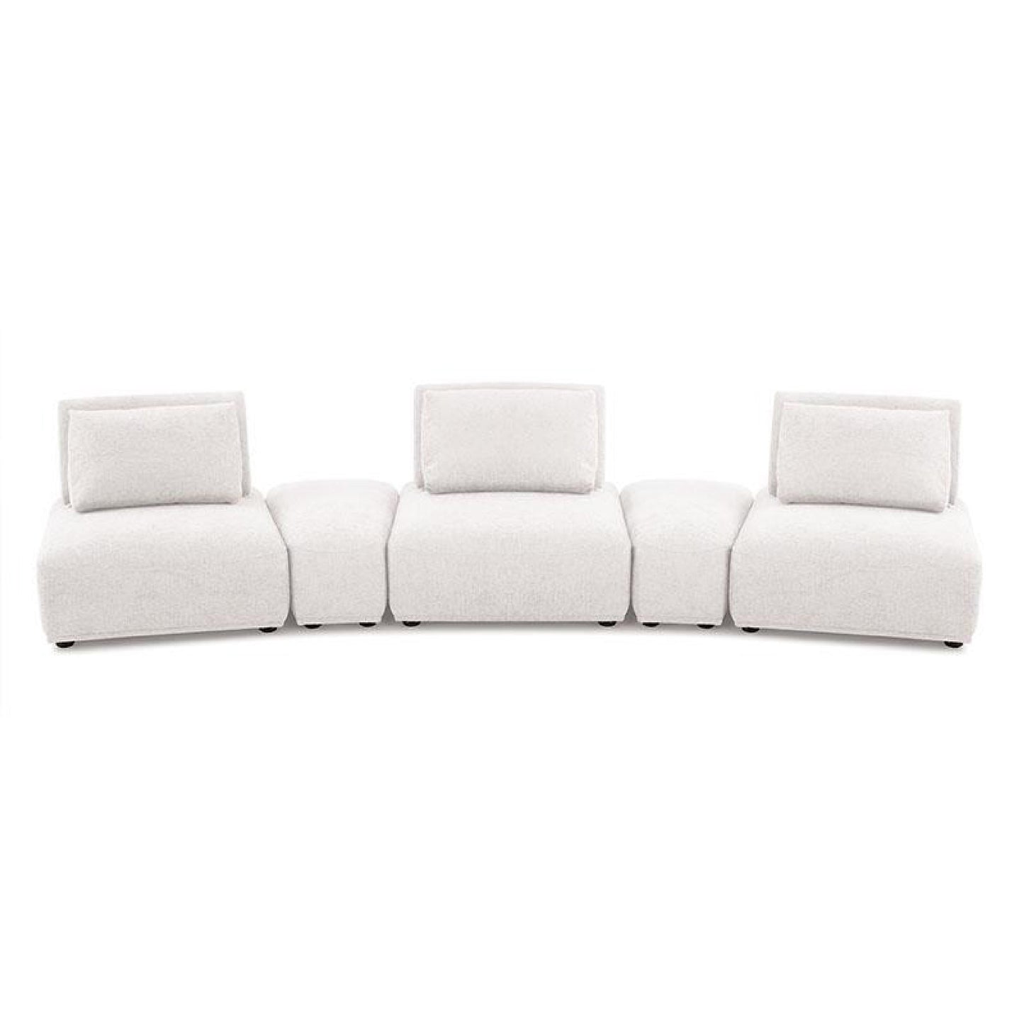 Canapé modulable incurvé 3 places Stavan, boucle blanche, dossiers réglables