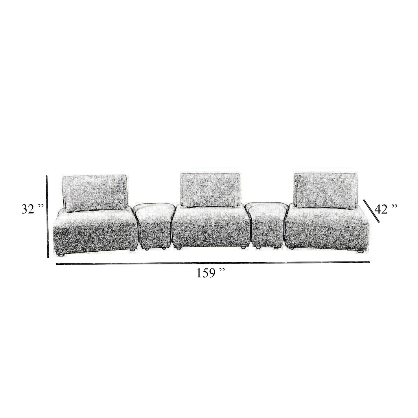 Canapé modulable incurvé 3 places Stavan, boucle blanche, dossiers réglables