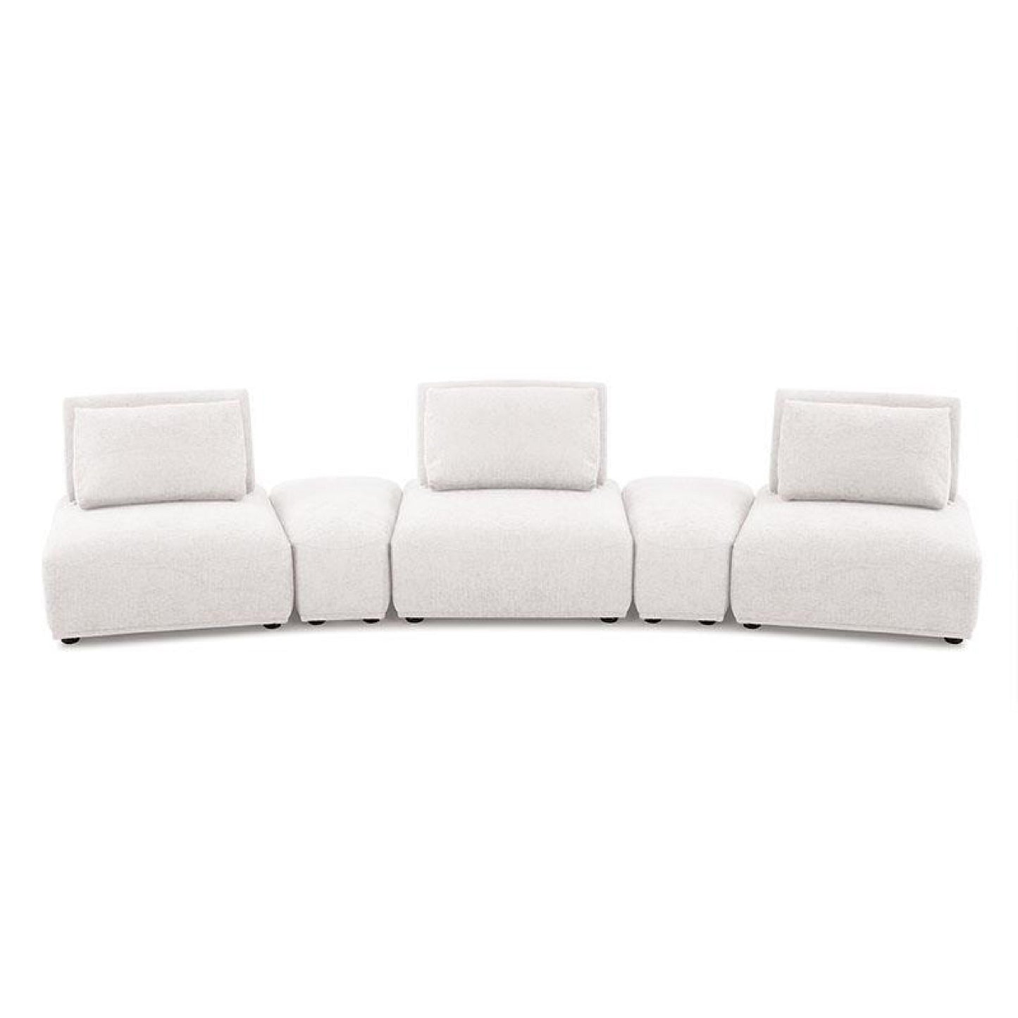 Canapé modulable incurvé 3 places Stavan, boucle blanche, dossiers réglables