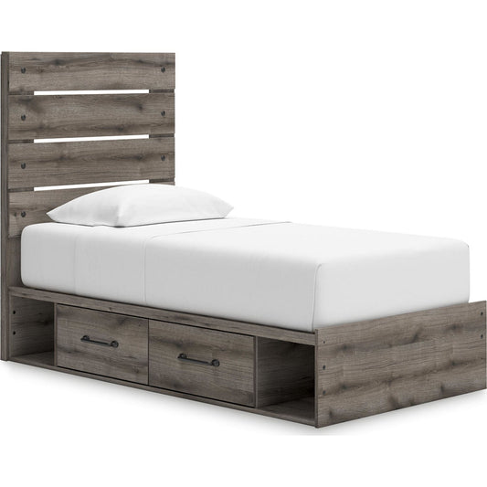 Lit double avec rangement Graystorm - Marron Gris