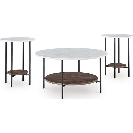 Lot de 3 tables Wrenwich - Marron/Noir/Blanc
