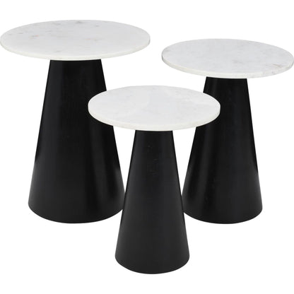 Tables basses gigognes Nolan (ensemble de 3) - Marbre/Noir