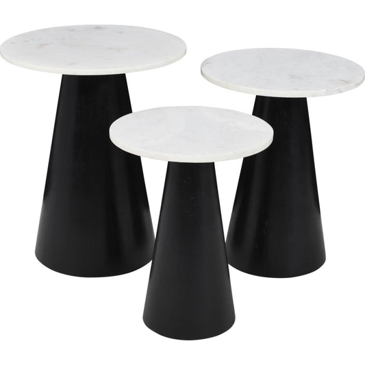 Tables basses gigognes Nolan (ensemble de 3) - Marbre/Noir