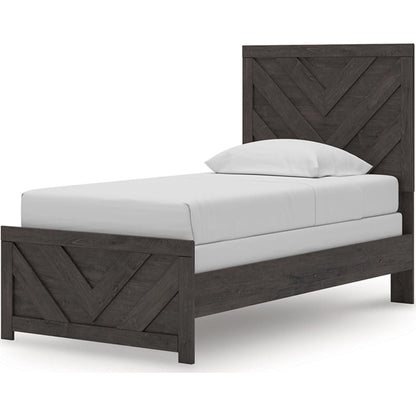 Lit simple à panneaux Prendonea - Anthracite