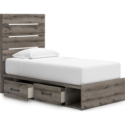 Lit double avec rangement Graystorm - Marron Gris