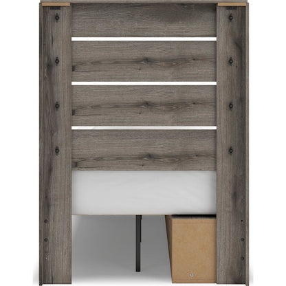Lit double avec rangement Graystorm - Marron Gris