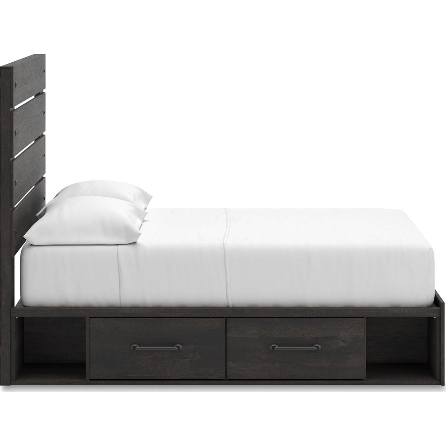 Lit de rangement complet Hollivern - Gris foncé