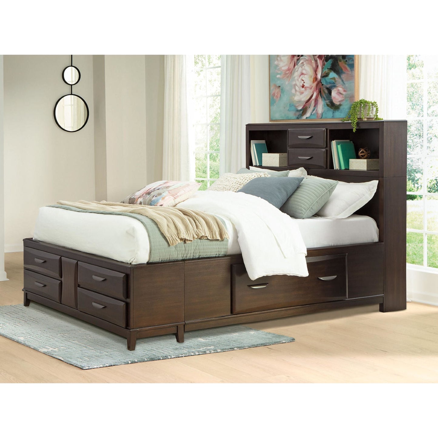 Lit de rangement Queen Vanmore - Brun foncé