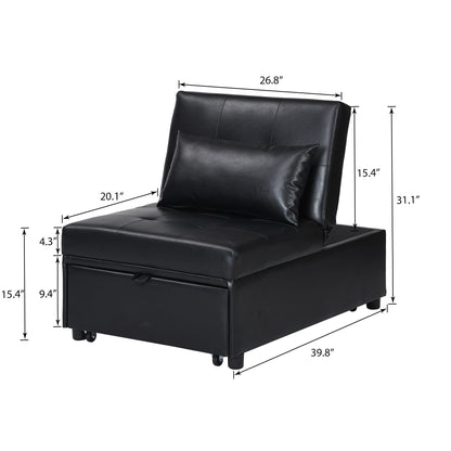 Canapé-lit ottoman simple pliable de 39,8 pouces avec dossier réglable et oreillers pour le salon