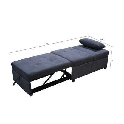 Canapé-lit ottoman simple pliable de 39,8 pouces avec dossier réglable et oreillers pour le salon
