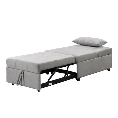 Canapé-lit ottoman simple pliable de 39,8 pouces avec dossier réglable et oreillers pour le salon