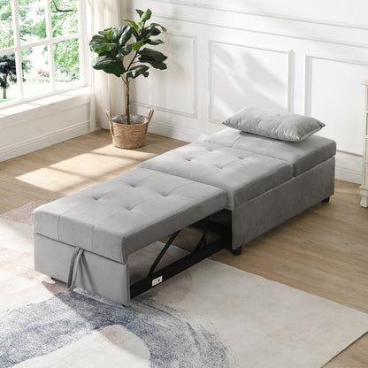 Canapé-lit ottoman simple pliable de 39,8 pouces avec dossier réglable et oreillers pour le salon