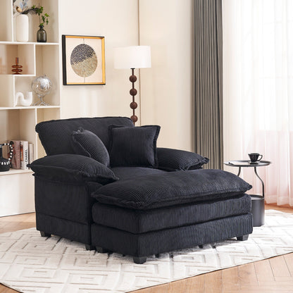 Fauteuil surdimensionné de 56,9 W avec ottoman, fauteuil de lecture pour chambre à coucher, canapé-lit inclinable moderne surdimensionné