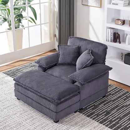 Fauteuil surdimensionné de 56,9 W avec ottoman, fauteuil de lecture pour chambre à coucher, canapé-lit inclinable moderne surdimensionné