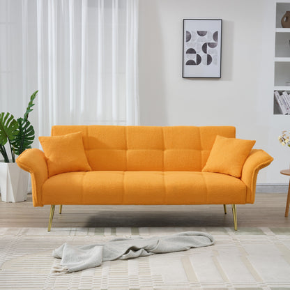 Canapé-lit en polaire Teddy de 70 pouces, canapé-lit futon convertible avec accoudoirs et dossier réglables